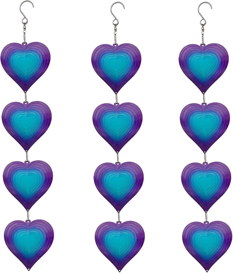 DJUAN Wind Spinners Outdoor Garden Decor,Purple-Green Heart Yard Lawn Ornaments Metal Wind Spinner with 360 Degree Swivel Hook, Christmas,Luau Party,Tropical Party Decorations,Gifts for Mom,Women - Image 2